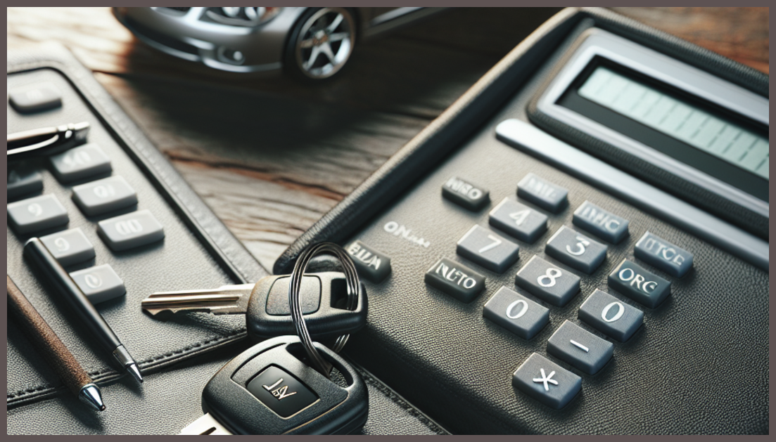A calculator and car keys symbolizing auto insurance comparison.