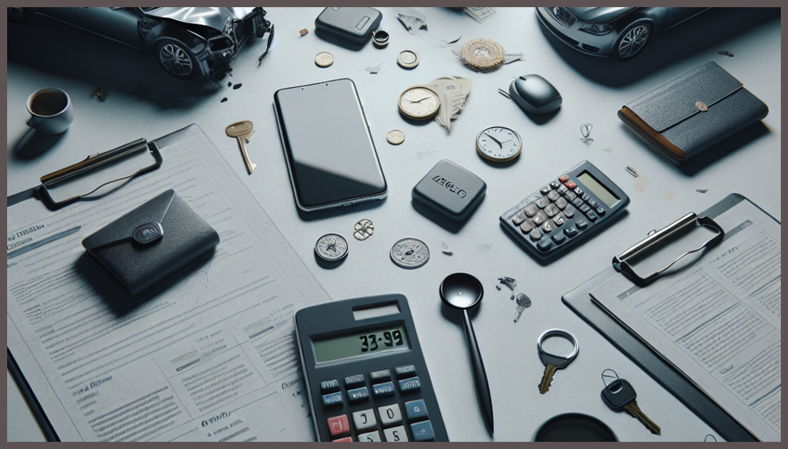 A broken car with a calculator