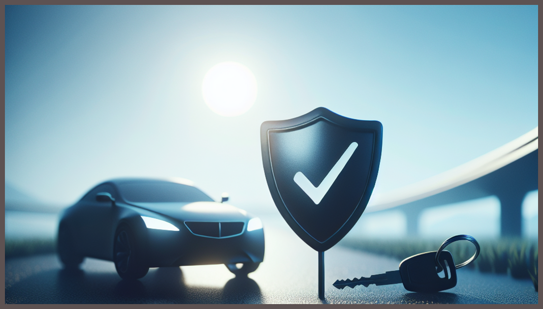 A shield symbolizing insurance protection on a road background