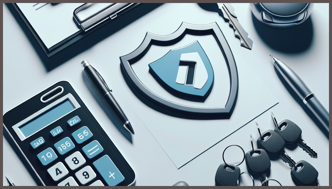 A calculator and car symbols representing auto insurance comparison.