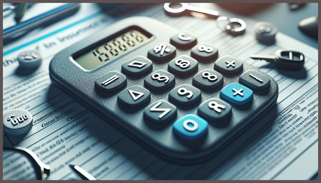 A calculator and insurance icons showing how driving history affects auto insurance costs.