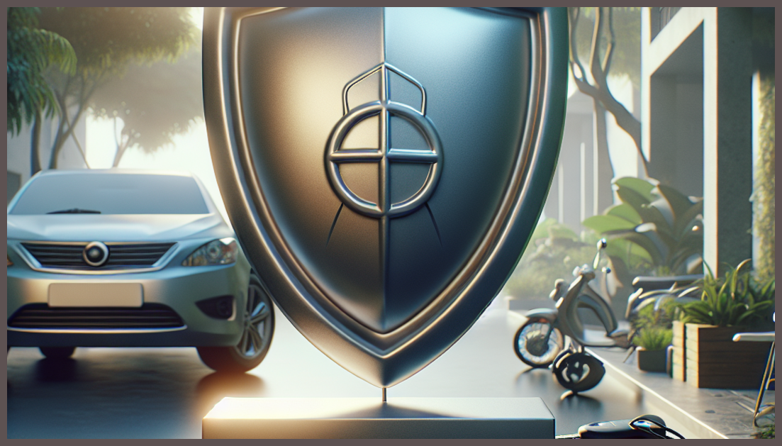 Visual representation of uninsured motorist coverage concept, featuring a shield and vehicle.