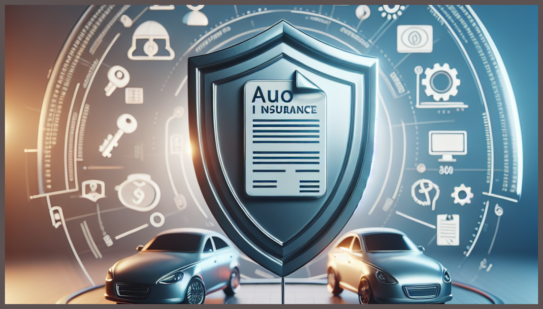 Illustration of various auto insurance coverage options and symbols.