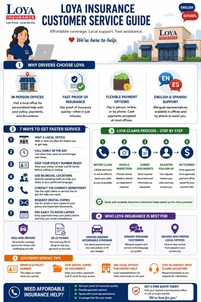 Loya Insurance customer service tips infographic for drivers