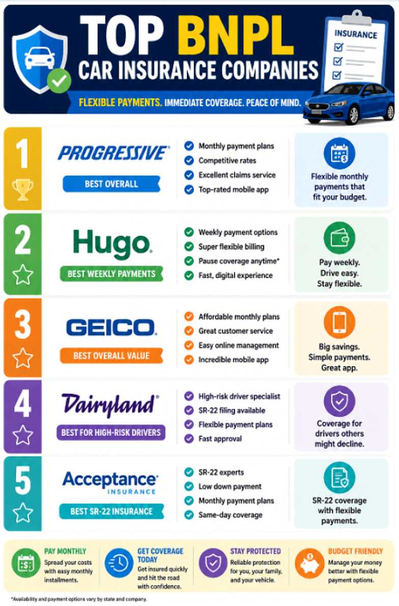 Top Buy Now Pay Later car insurance companies