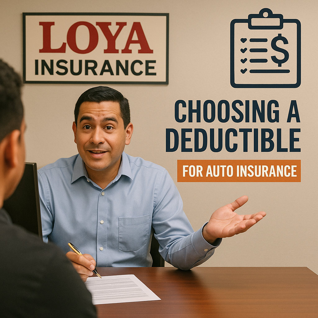 Infographic explaining how Loya Insurance deductibles affect claims, premiums, and out-of-pocket costs